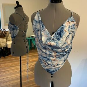 BOGO - Marbled Blue & Pink Cowl Halter S